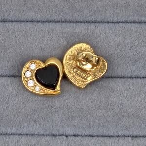 Avon Onyx Heart ~ Heart shaped Stud Earrings